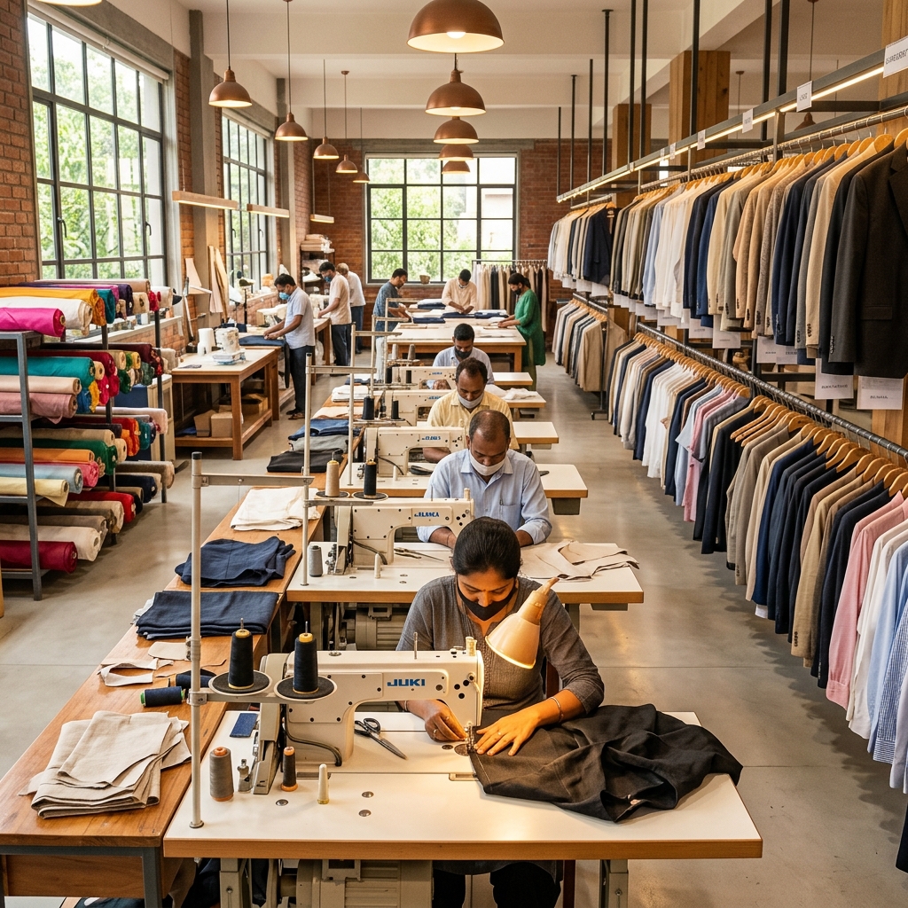 Garment manufacturing workshop factory floor
